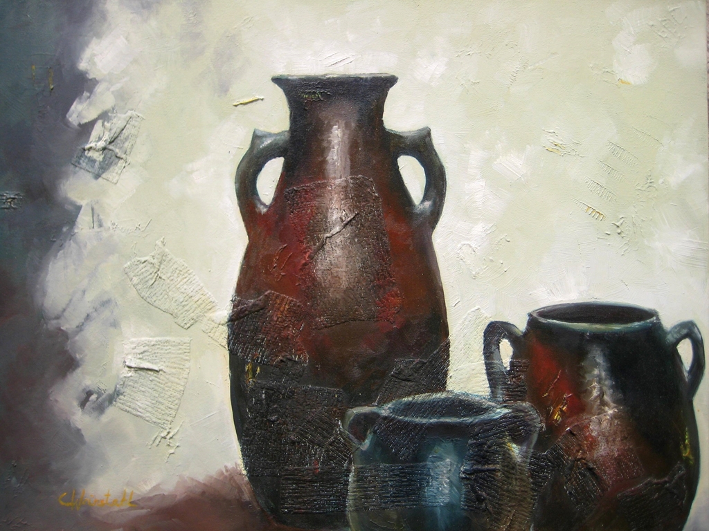 Amphoras, mixed media on canvas 60x80cm 